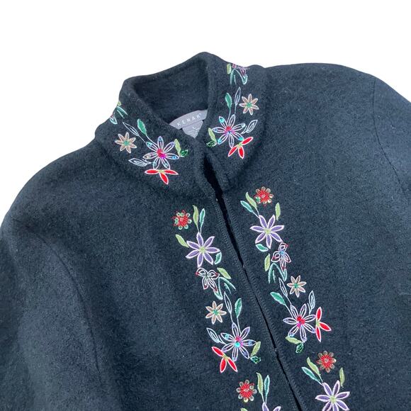 Kenar Embroidered Wool Cardigan Jacket Size Large Classic Holiday - Picture 2 of 6